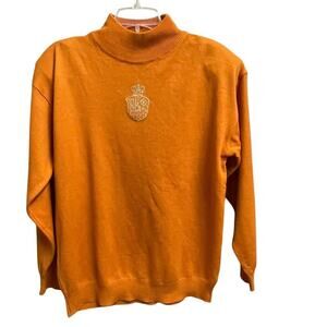 Gitano Ma Vintage Mock Neck Sweater Size Medium Embroidered Crest Collegiate